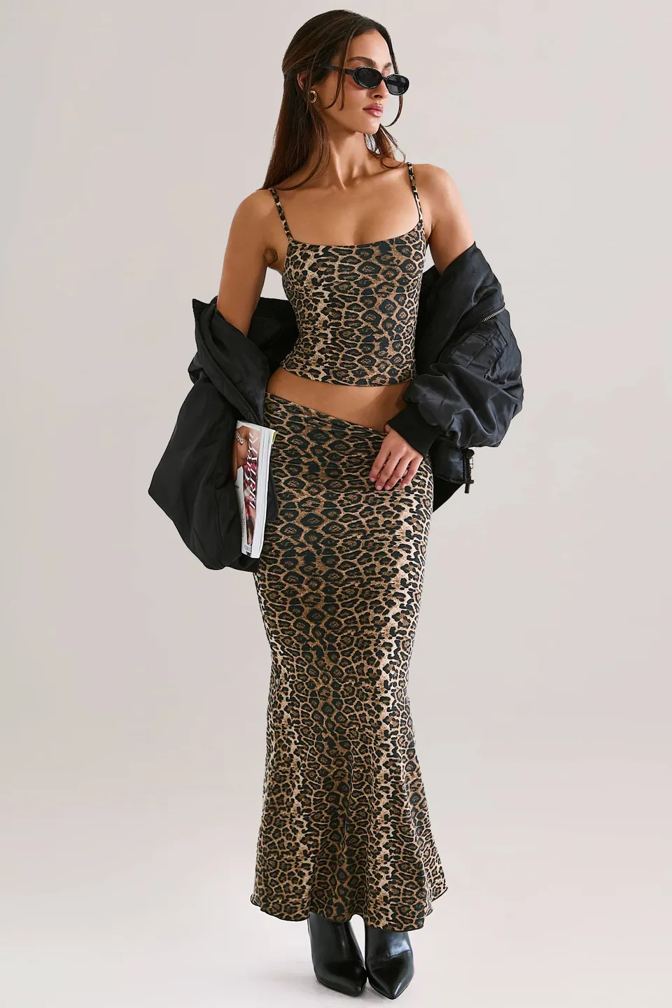 Oh Polly Avenley jupe maxi sirène léopard modal