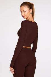 Oh Polly Base Layers Margaux 15823 top manches longues marron dentelle