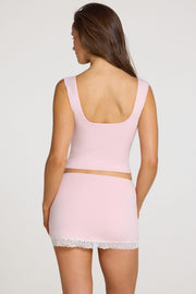 Oh Polly Gila top modal dentelle Baby Pink col carré crop