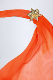 Oh Polly Taveuni robe maxi orange imprimé orchidée