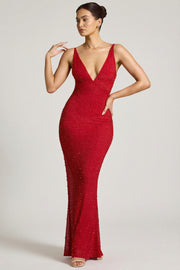 Oh Polly Embellished Colmar robe de soirée rouge strass