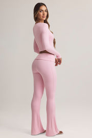 Oh Polly Bebe pantalon évasé rose pastel modal stretch
