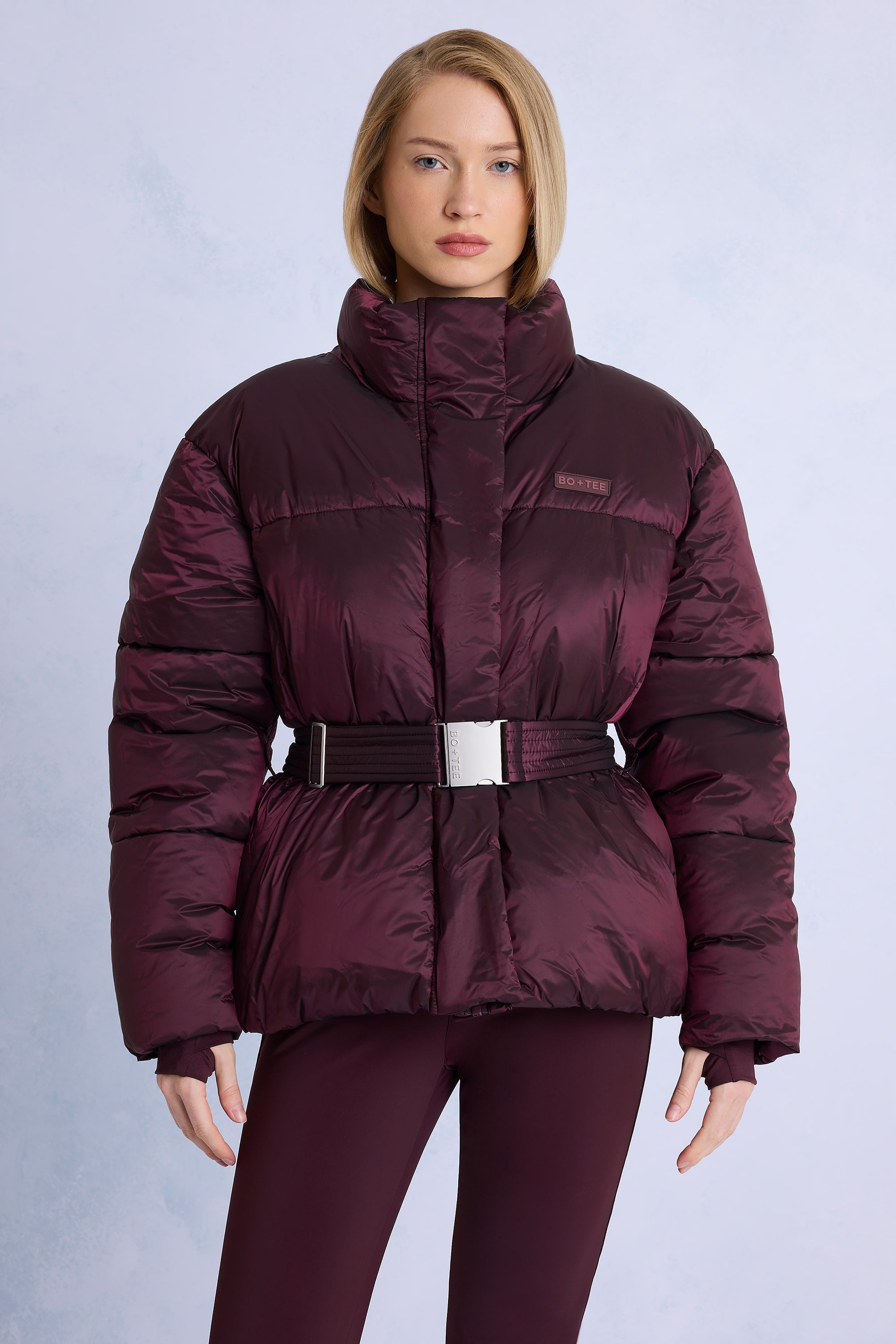 Oh Polly veste de ski oversize bordeaux à ceinture