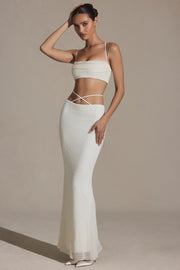 Oh Polly Embellished Sardinia 7218 jupe maxi blanche perles