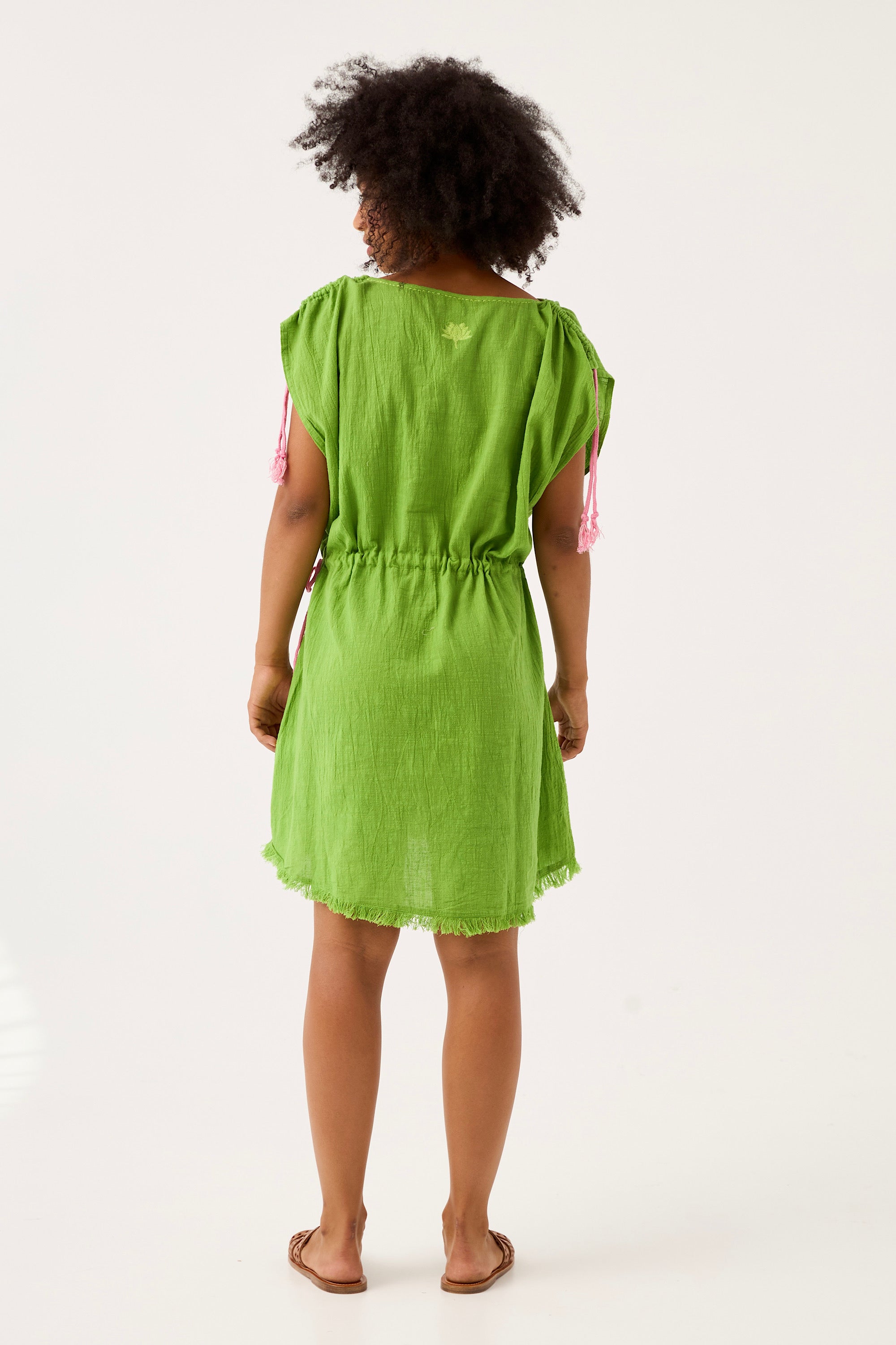 Chicosoleil Robe Callie vert péridot courte coton