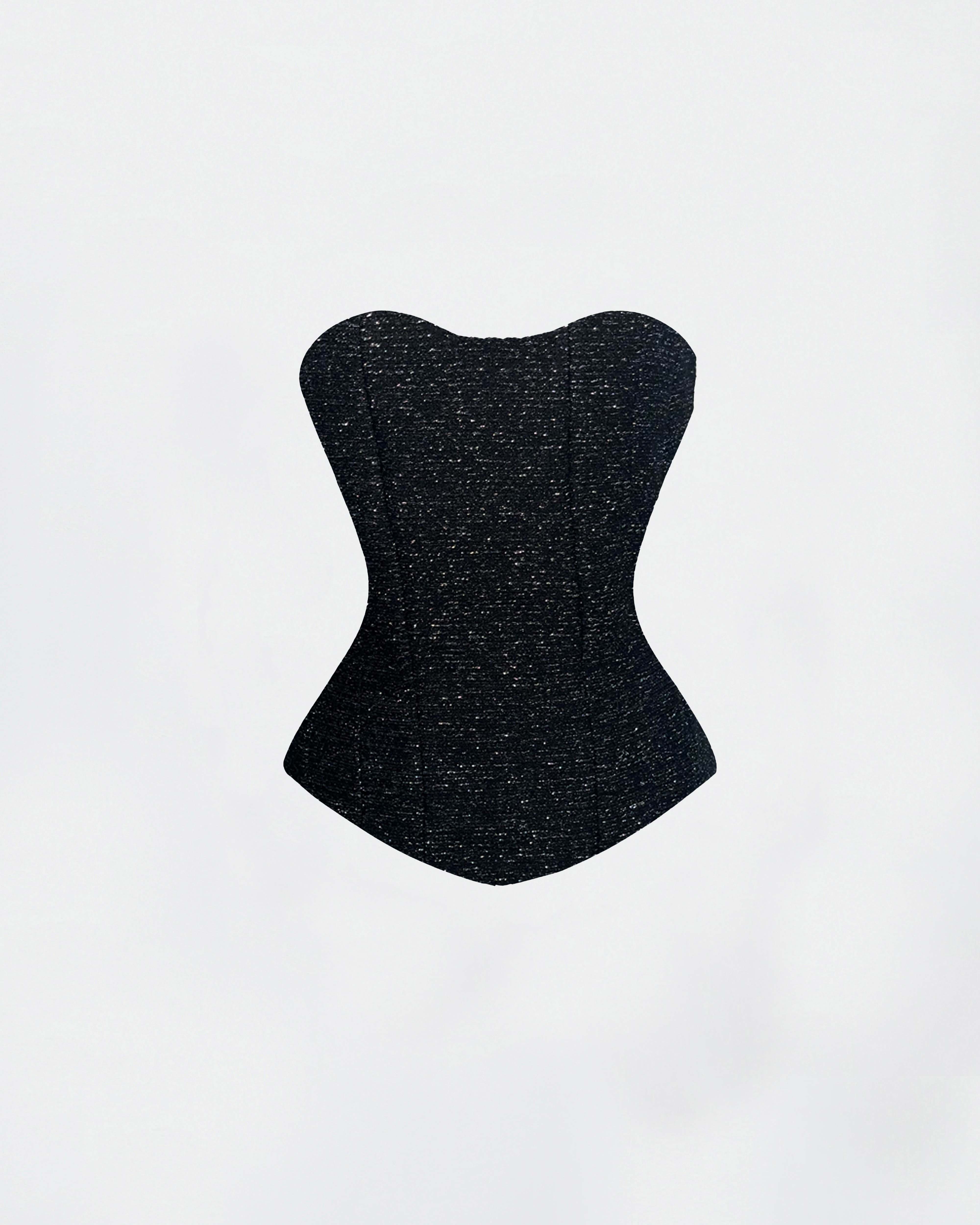 The Ethiquette Celeste bustier tweed laçage long