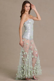 Oh Polly Embellished Robe Corset Tulle 15753 Vert Sauge