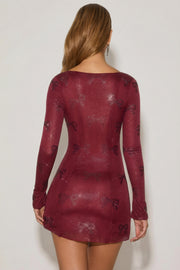 Oh Polly Odelie 12325 Mini Robe Bordeaux Strass Cœur
