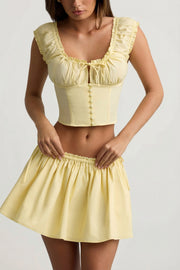 Oh Polly Faela Top Corset Jaune Citron Coton