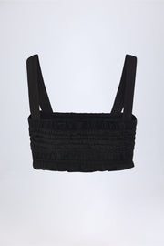 Oh Polly Tops Ottilie crop top noir volants à nouer
