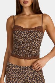 Oh Polly Arna 16565 crop top léopard modal dentelle