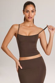 Oh Polly Ailany débardeur modal marron chocolat col rond