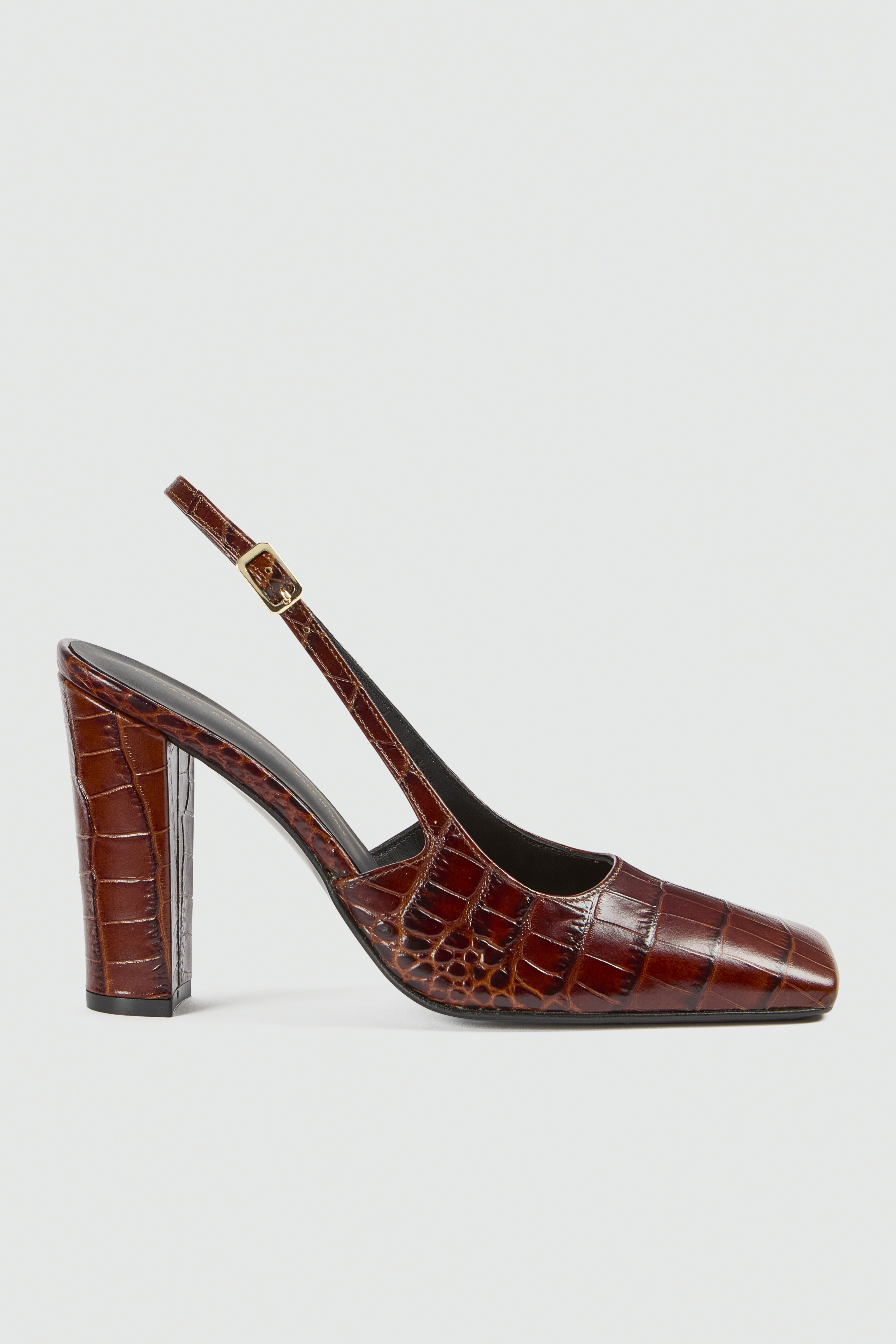 Liviana Conti Laisa Slingback Cuir Noir Croco Talon 90