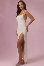 Oh Polly Celinea Robe Maxi Fleurs Perle Fendue