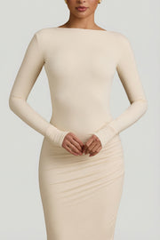 Oh Polly Regine robe longue dos nu ivoire modal