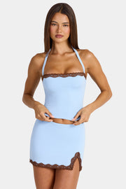 Oh Polly Tops Haut Livvy 16562 Bleu Arctic Modal Dentelle