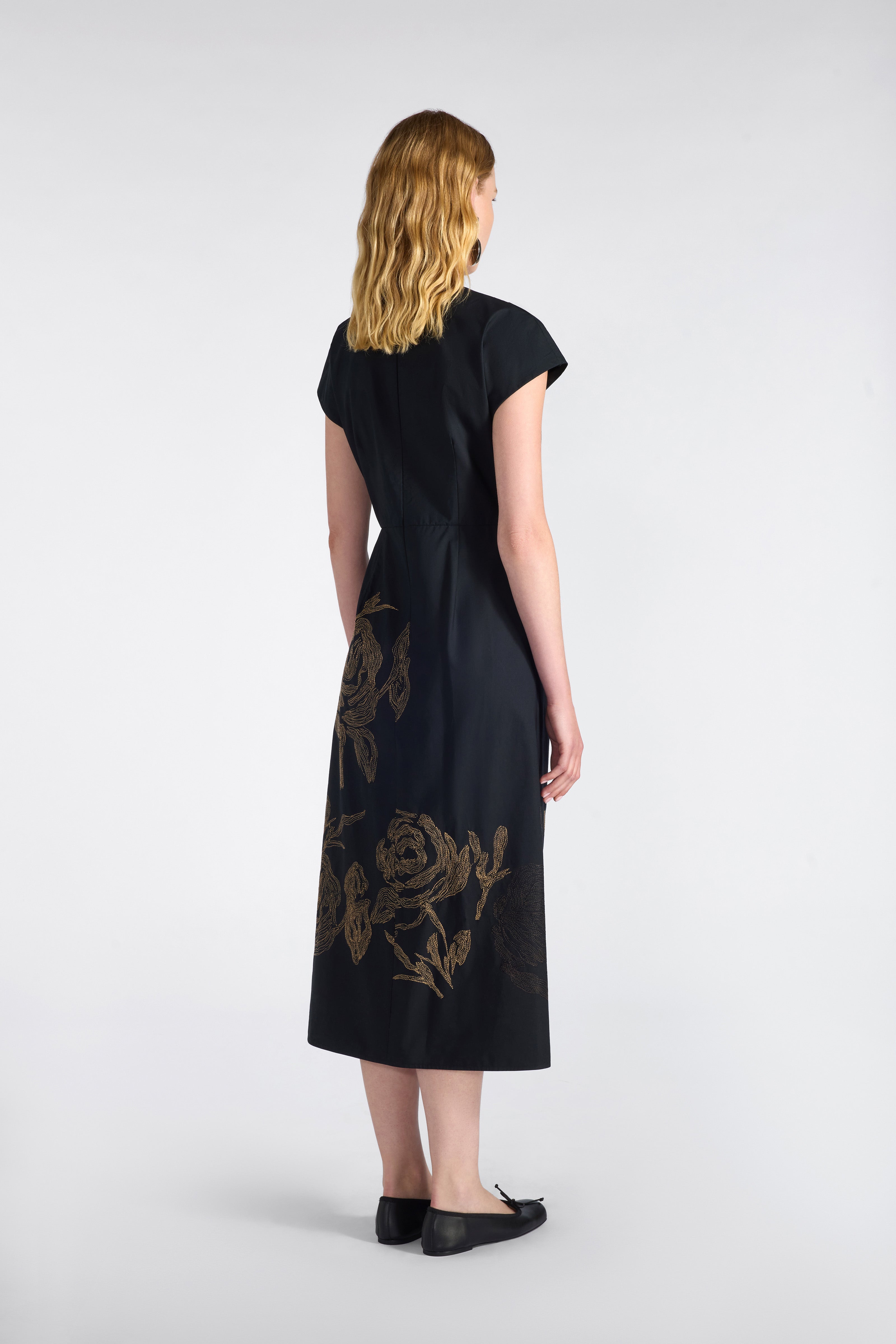 Liviana Conti Constance robe midi coton brodé rose