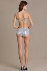 Oh Polly Tops 15874 brassière sequins silver mesh bretelles