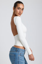 Oh Polly Elli 8120 top blanc dos nu manches longues