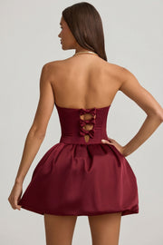 Oh Polly Gloriana Robe bustier satin convertible rouge vin