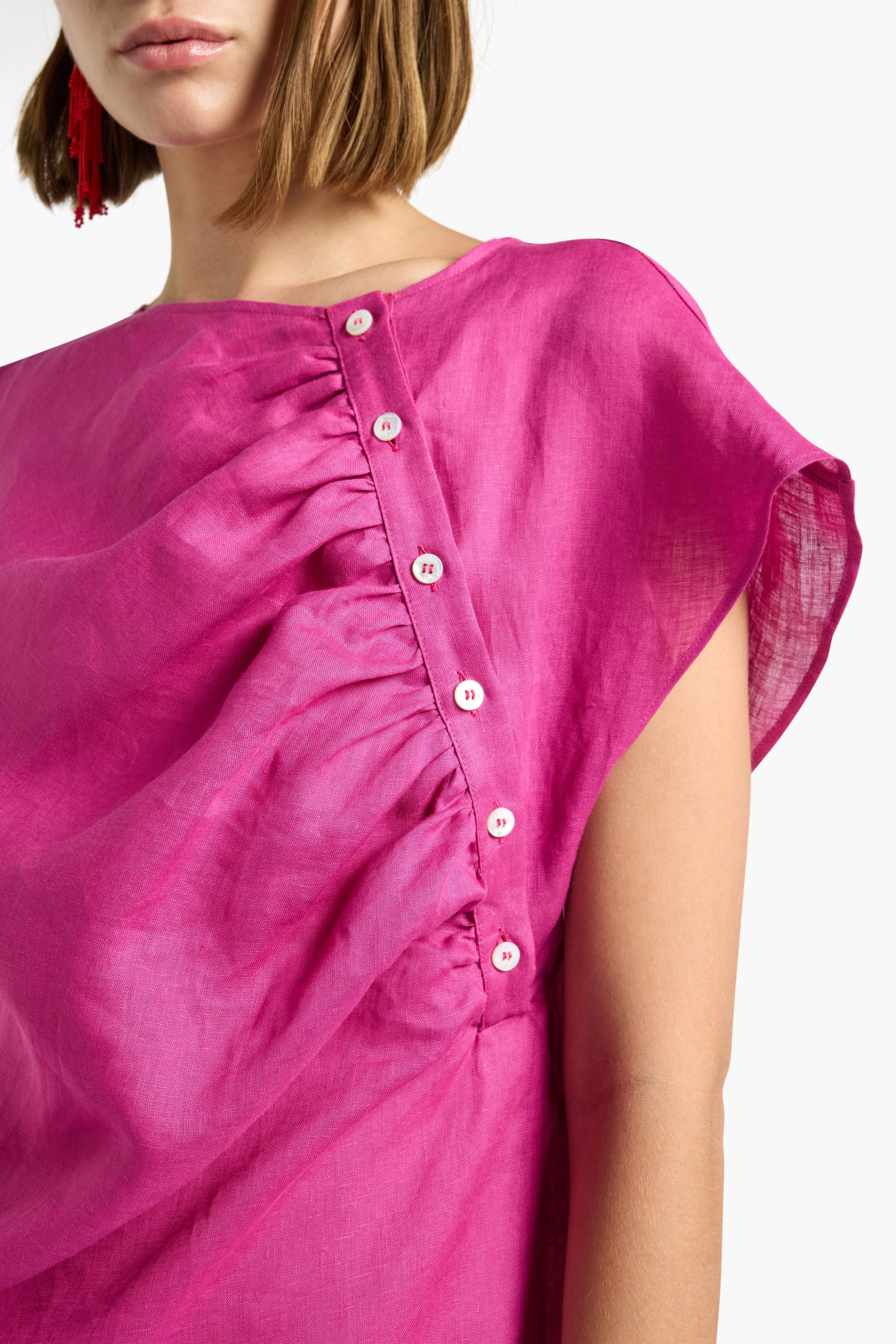 Liviana Conti Franny blouse lin blanc 40 drapée