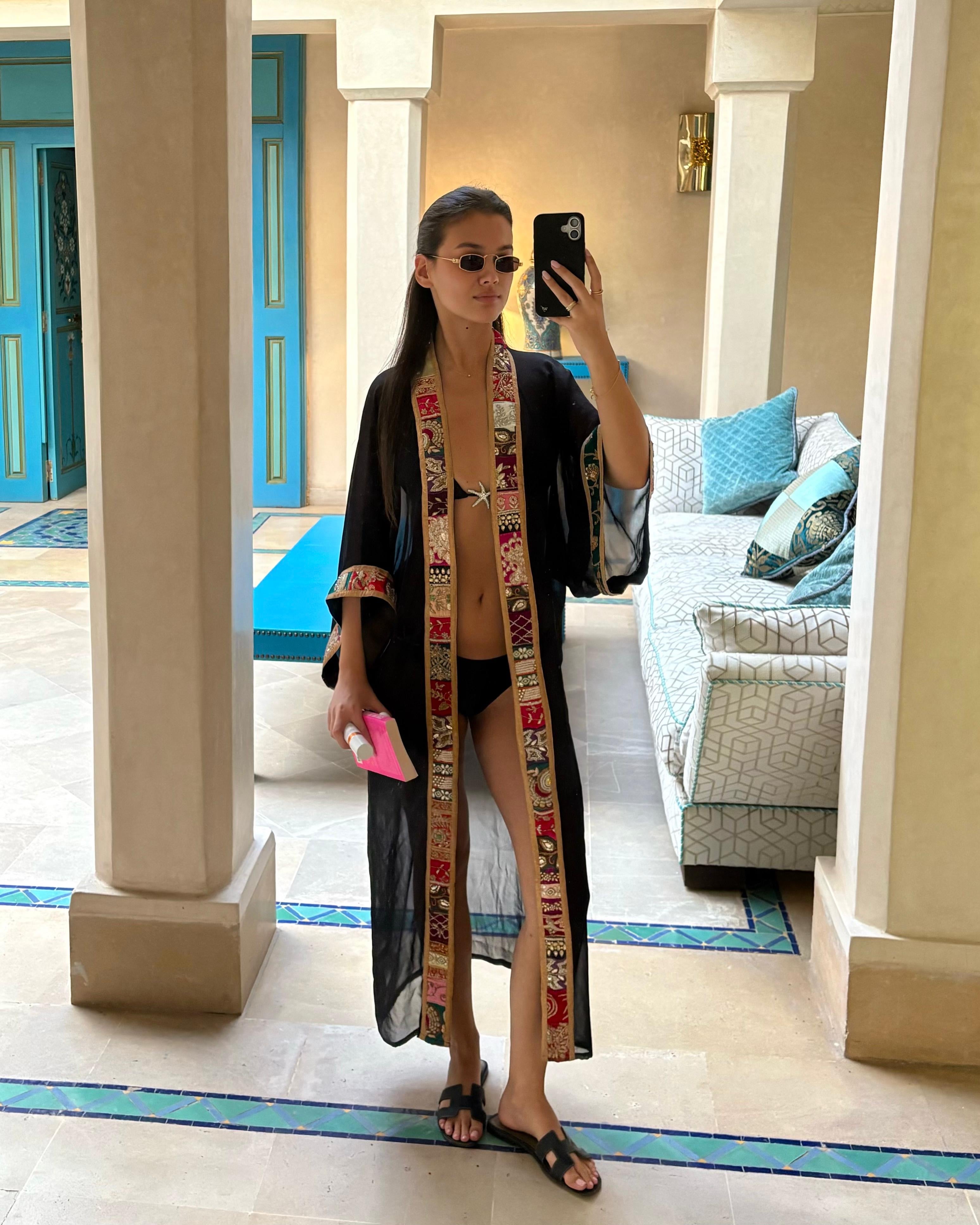 The Ethiquette Vestes Raspoutine kimono soie noire