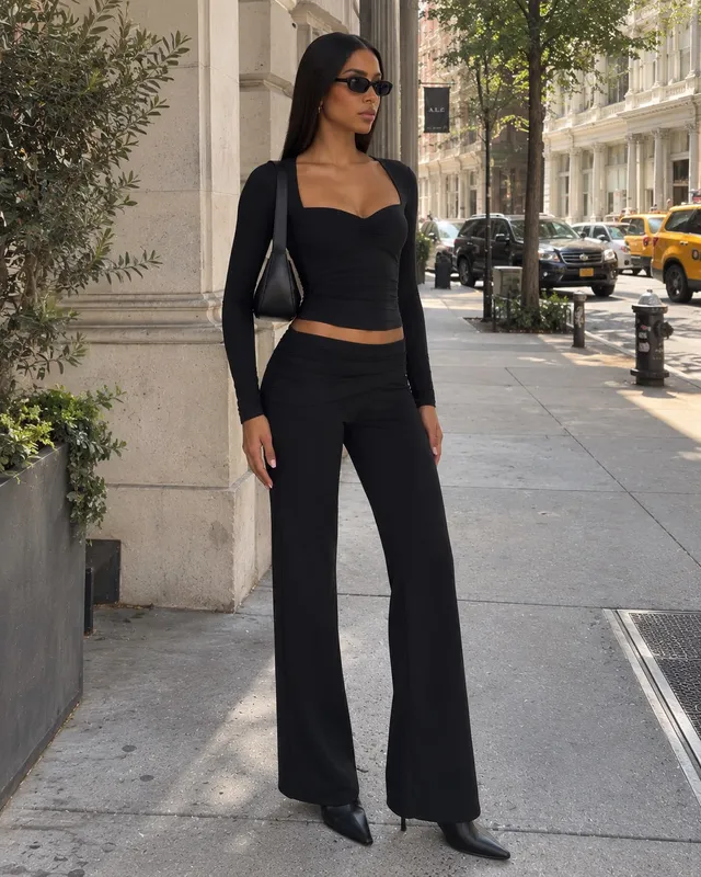 Oh Polly Hollis 6205 pantalon noir modal mi-haute
