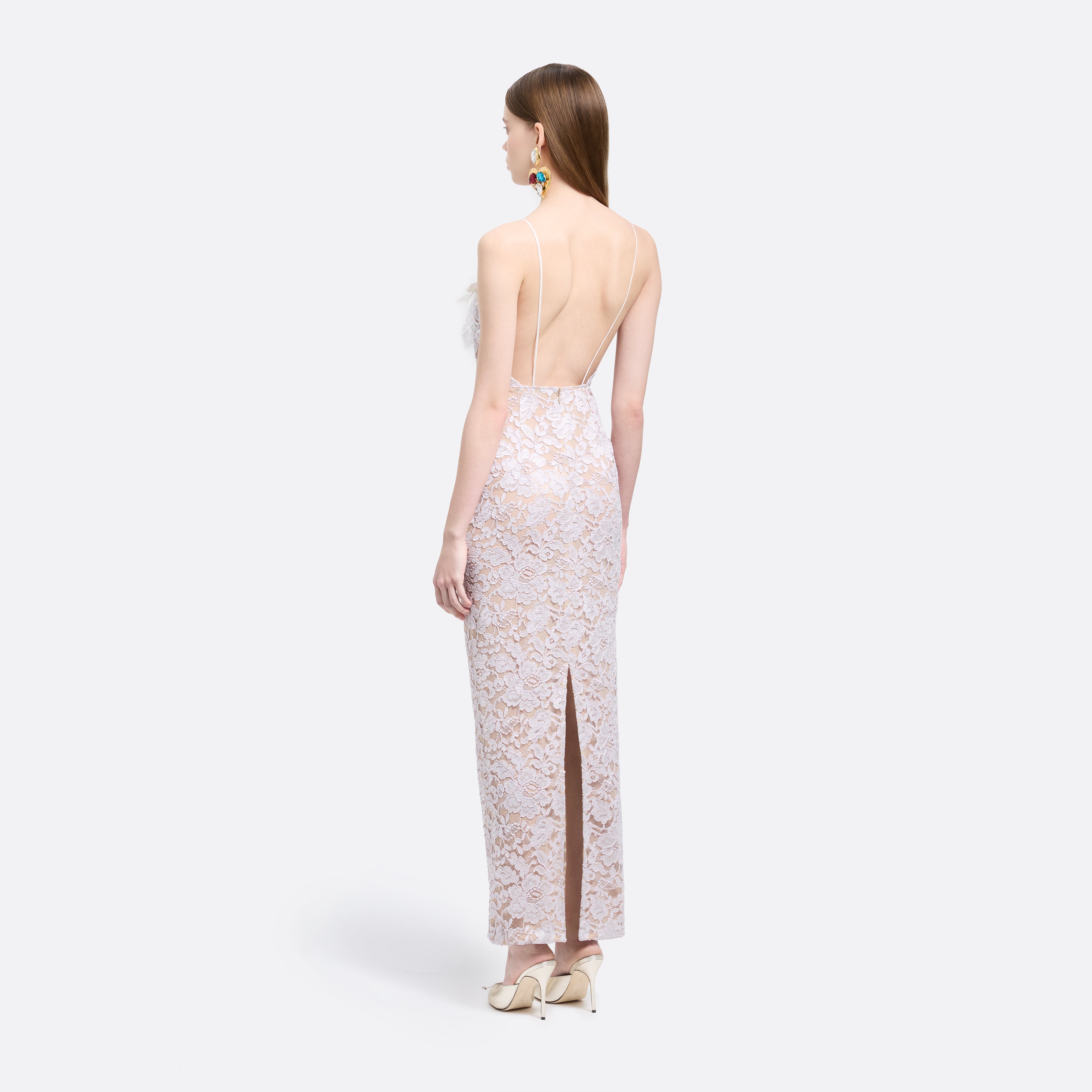 Alessandra Rich Dresses robe dentelle lavande sequins 36-46