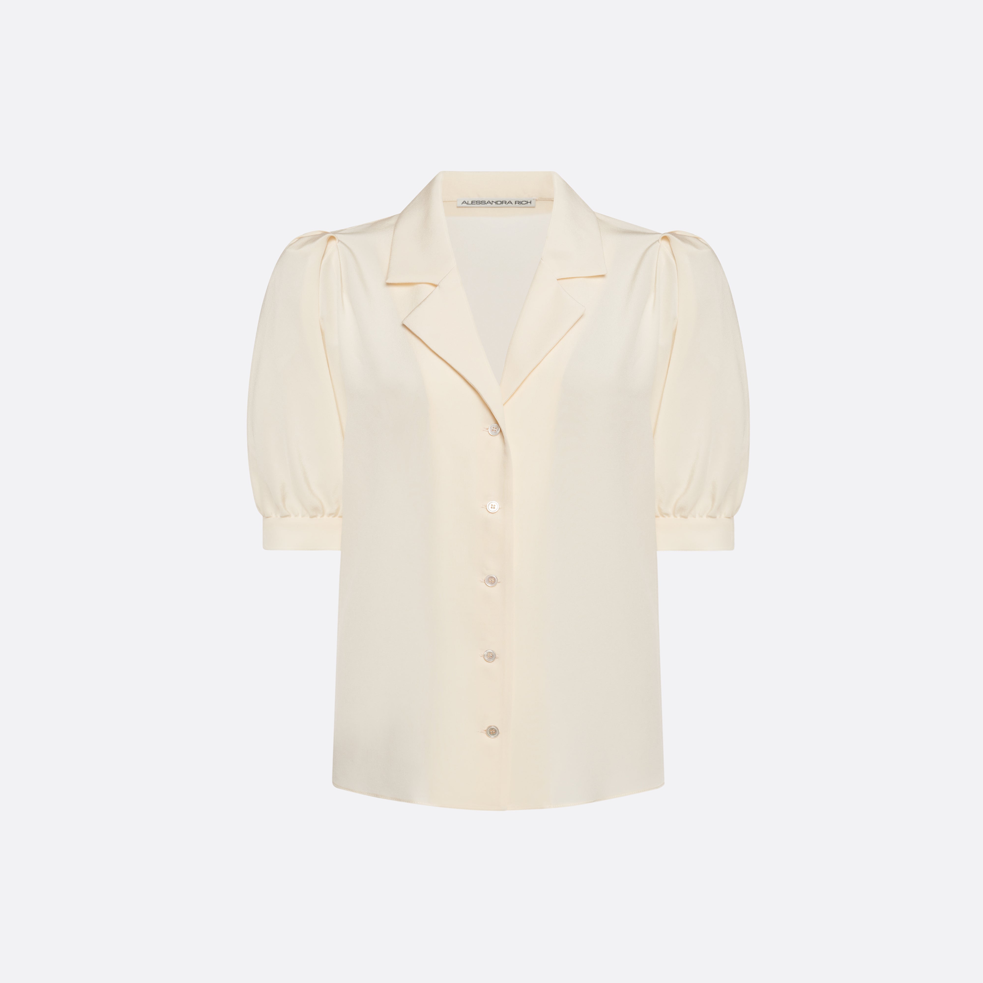 Alessandra Rich Silk Short Sleeve chemisier crème soie