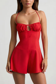 Oh Polly Jumpsuits Helaia combishort rouge froncé