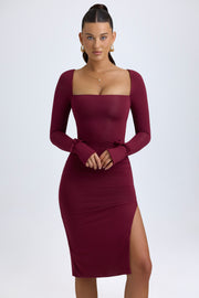 Oh Polly Sawyer 5468 robe midi bordeaux en modal stretch