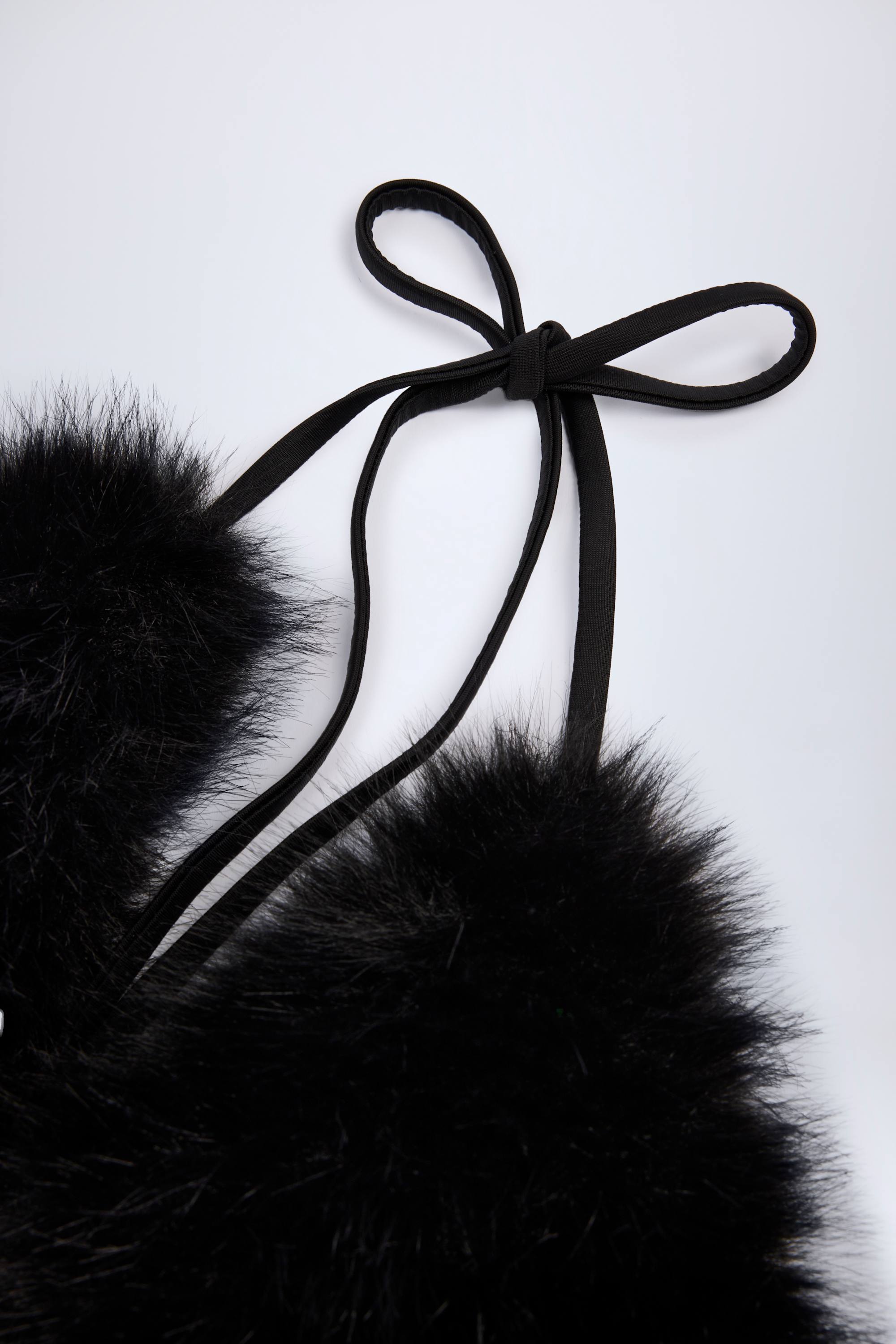Oh Polly Riana bralette triangle fausse fourrure noire