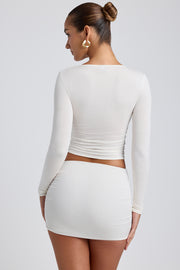 Oh Polly Alia 8641 top blanc froncé manches longues