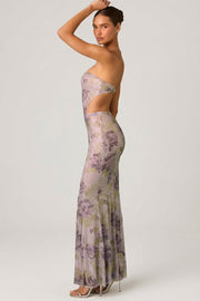 Oh Polly Lucienne robe maxi sirène lilas à strass