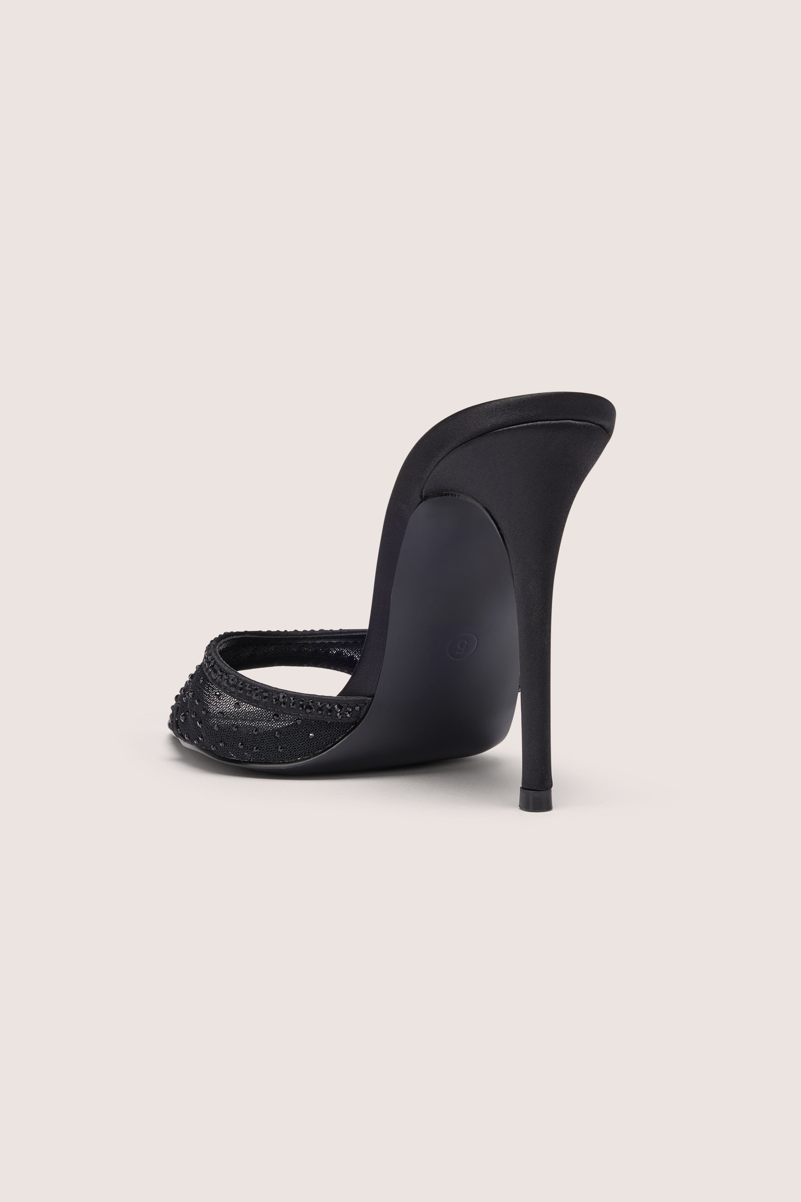 Oh Polly Vianne mules noires satin strass talons 11cm pointure 5
