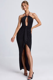 Oh Polly Margot robe maxi noire fente haute