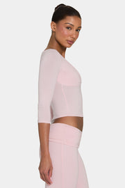Oh Polly Tops ButterCloud 3/4 Sleeve Top haut rose blush stretch