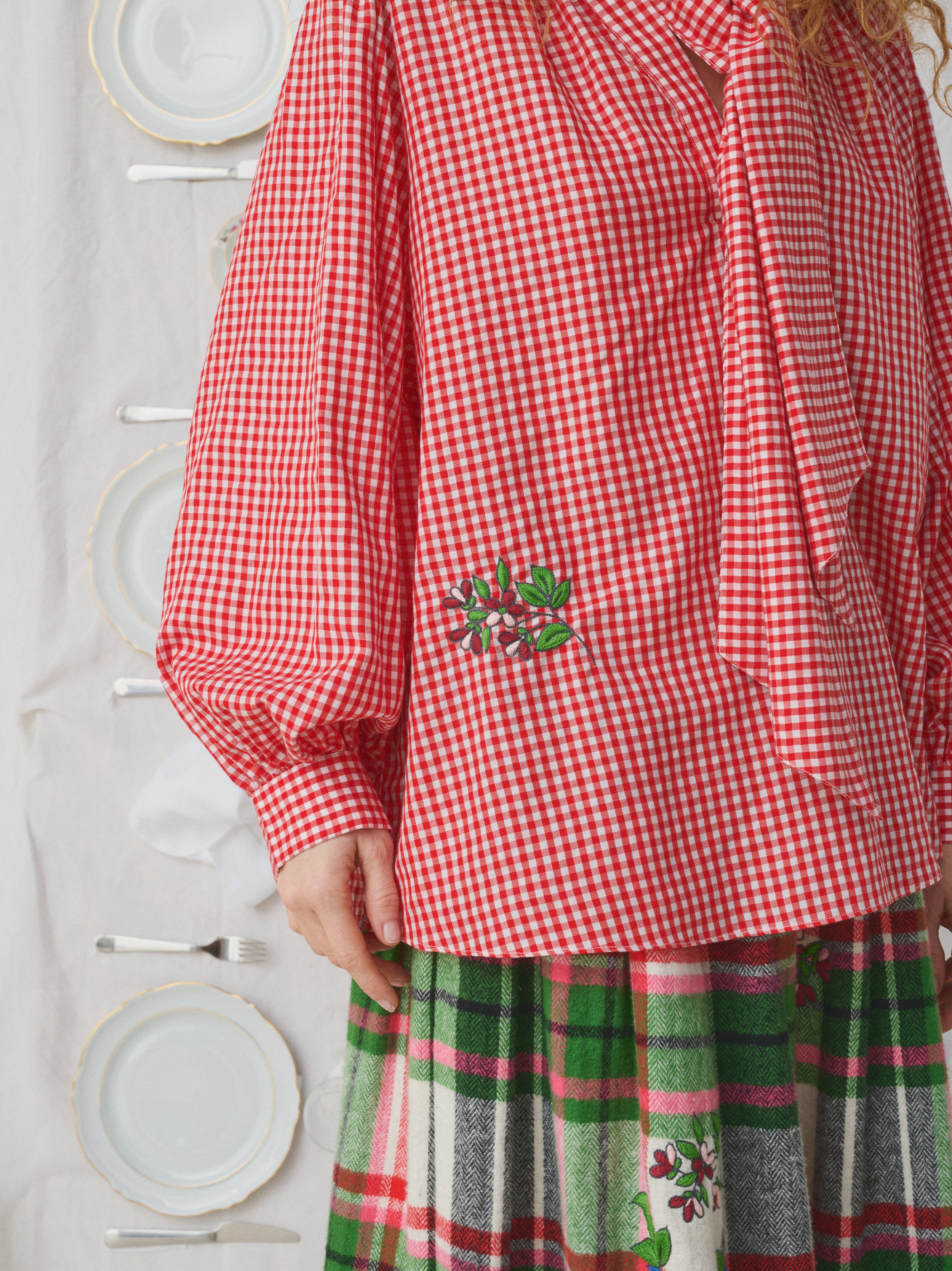 MII Claudie En Cuisine blouse vichy rouge coton tencel