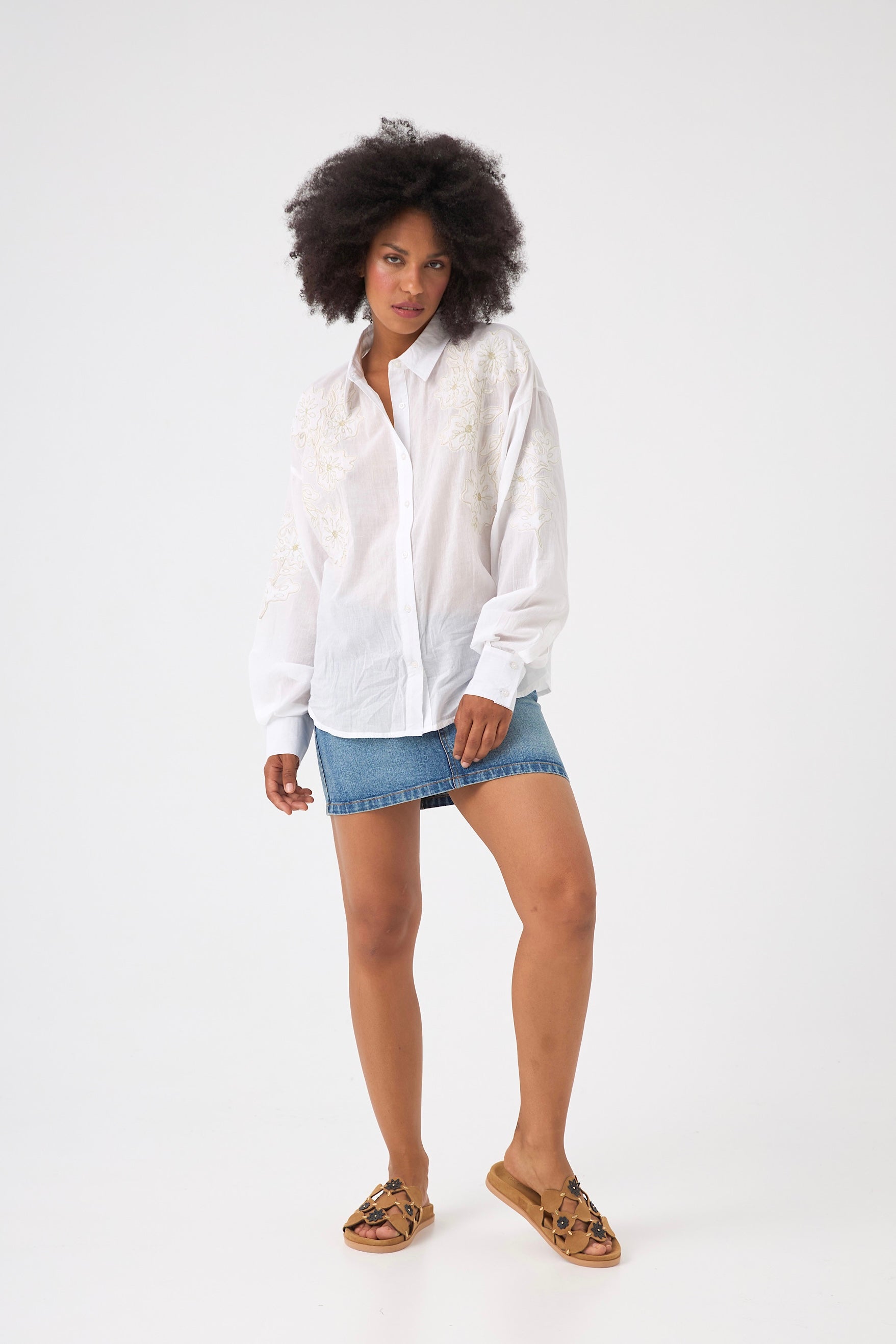 Chicosoleil Quincy chemise blanche brodée coton
