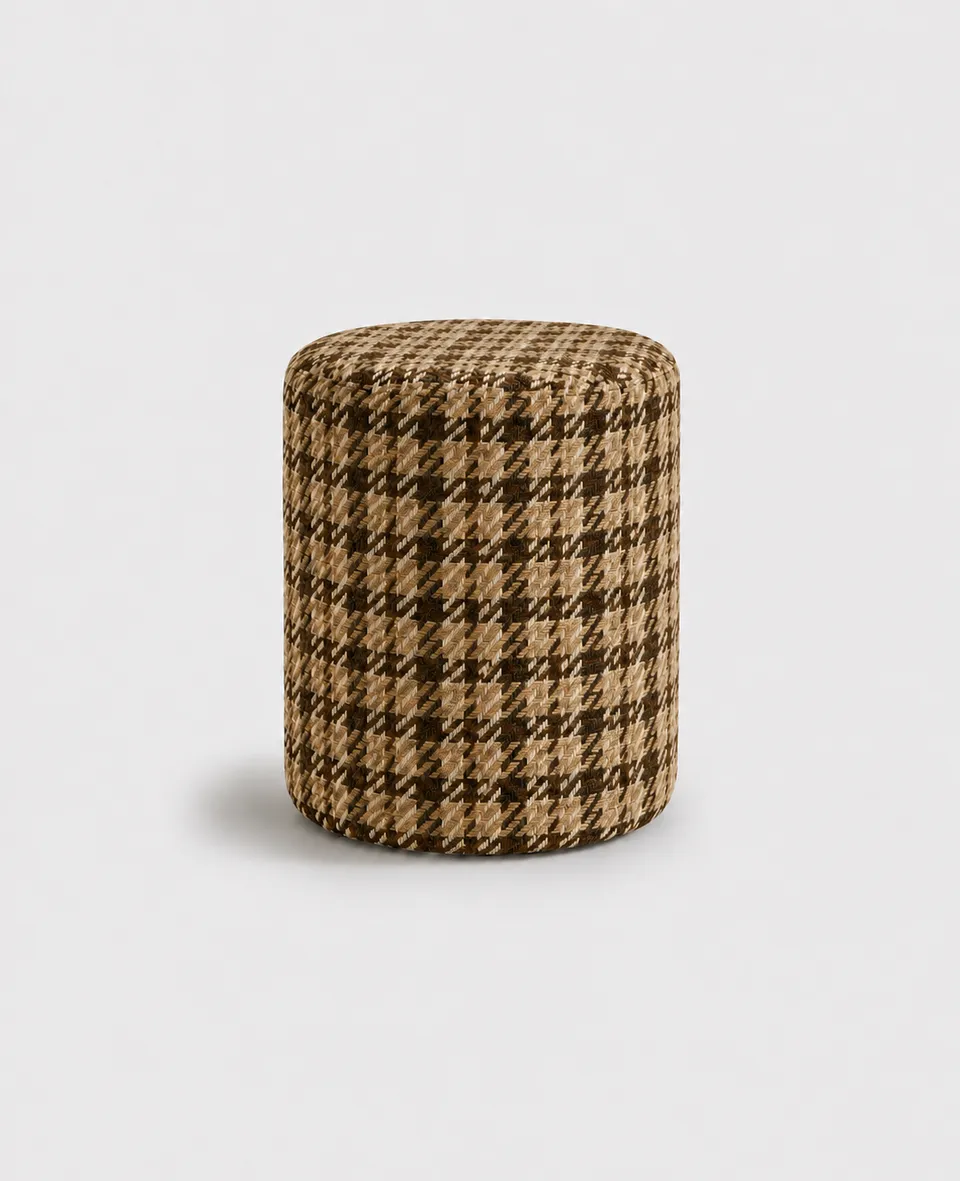 The Ethiquette Villeroy pouf tweed pied-de-poule 34 cm