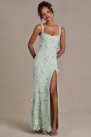 Oh Polly Vasanta robe corset sauge brodée