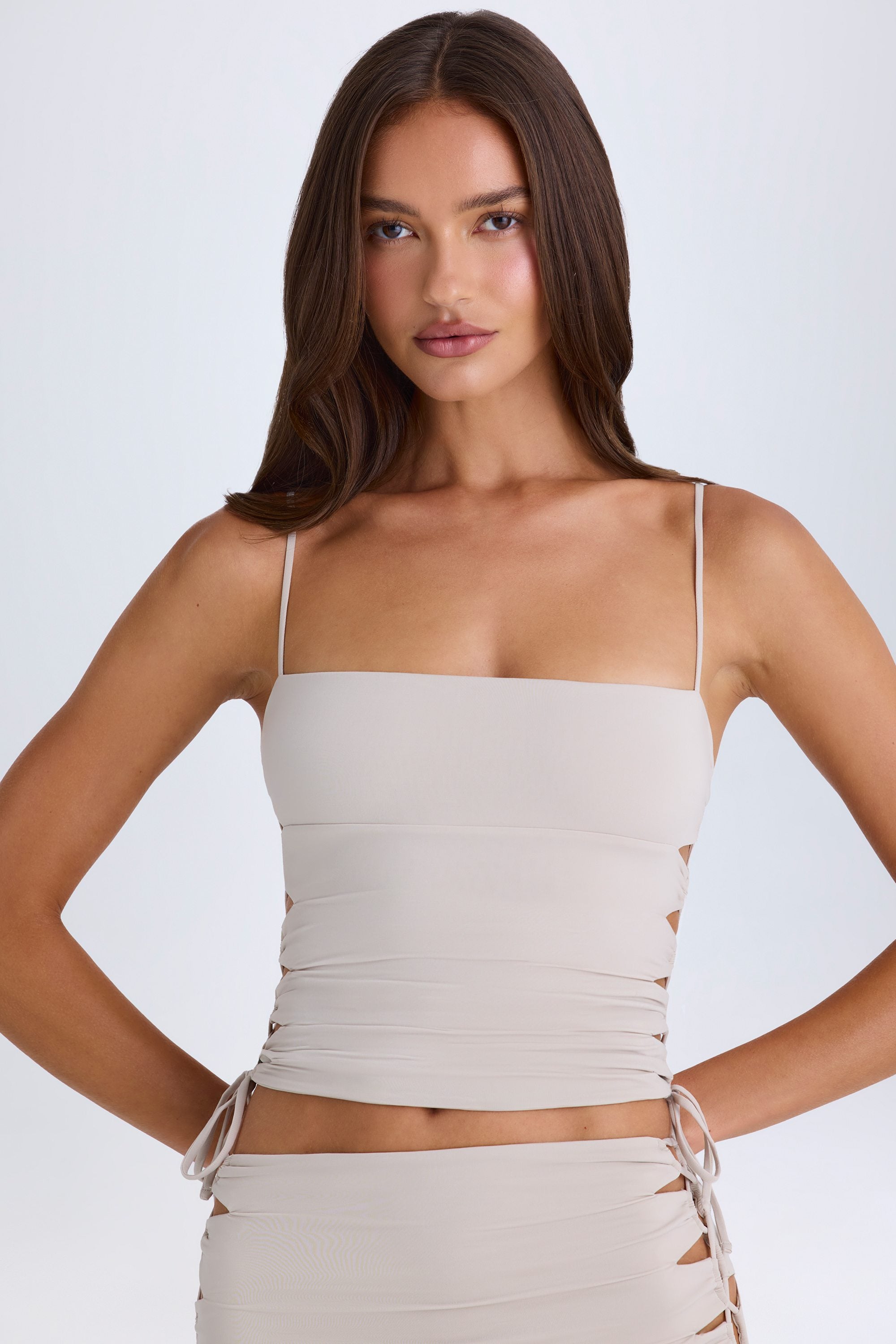 Oh Polly Emerson Top Taupe Découpé S