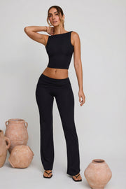 Oh Polly Tops Wren crop top col montant noir