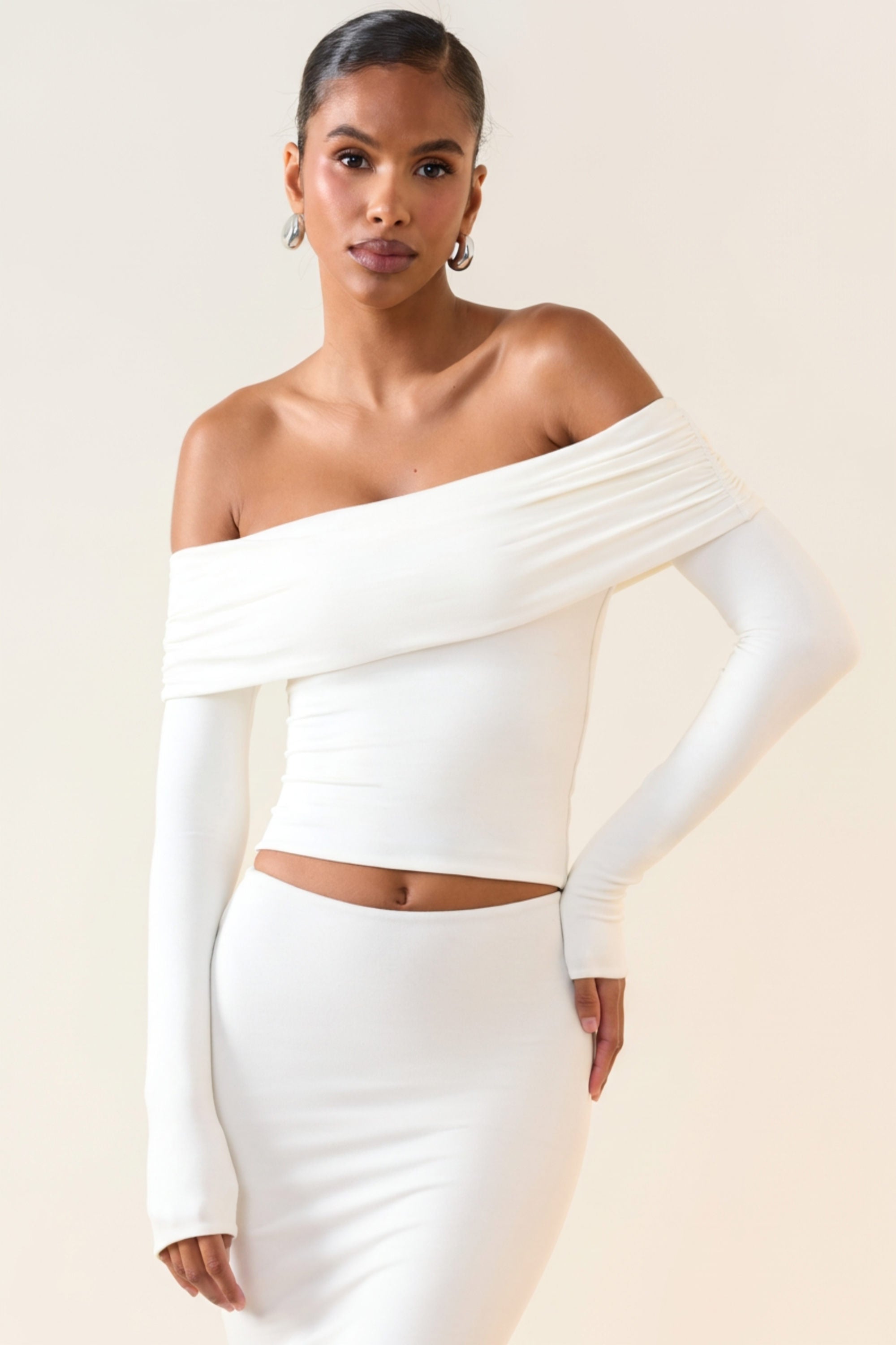 Oh Polly Tops Kesia 11652 top blanc modal épaules nues