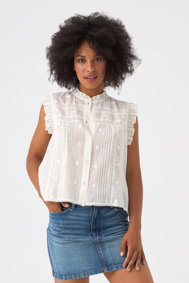 Chicosoleil Tops Sophie top blanc sans manches coton