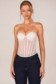 Oh Polly Tops Zoa Corset Top Ivoire bustier satin lacé