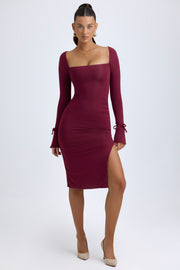 Oh Polly Sawyer 5468 robe midi bordeaux en modal stretch