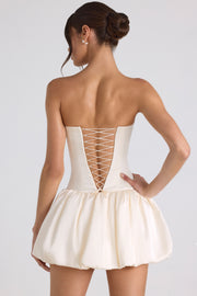 Oh Polly Fabiola robe mini corset ivoire satin stretch