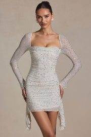 Oh Polly Marilla robe mini blanche strass manches longues