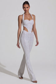 Oh Polly Embellished Coralena combinaison blanche perles